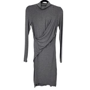 Theory Gloria Sulla Draped Long Sleeve Gray Dress Size Medium Modal Blend Womens